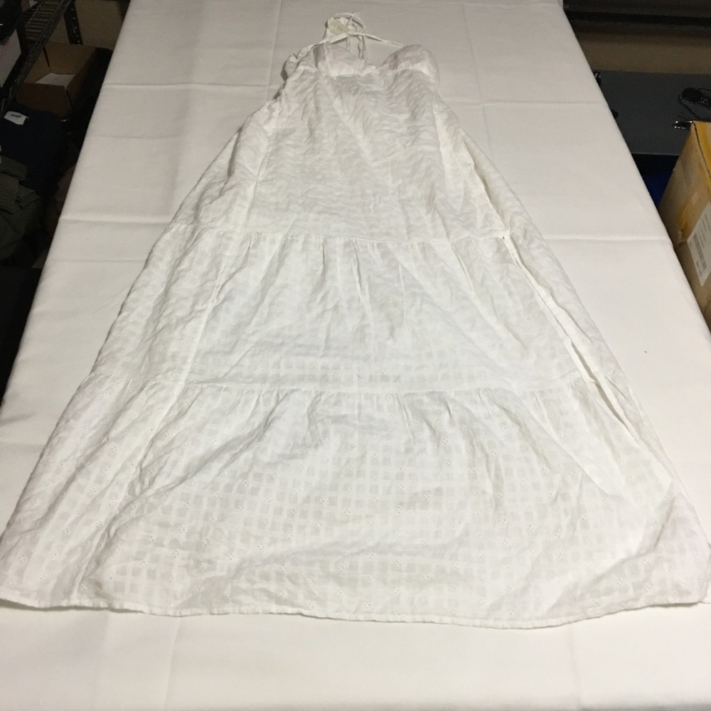 Hollister Maxi Dress Womens XS White Eyelet Tiered Halter Open Back NWT $69.95